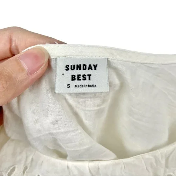 Aritzia Sunday Best White Lady Broderie Peasant Prairie Voile Blouse Size S - Picture 9 of 11
